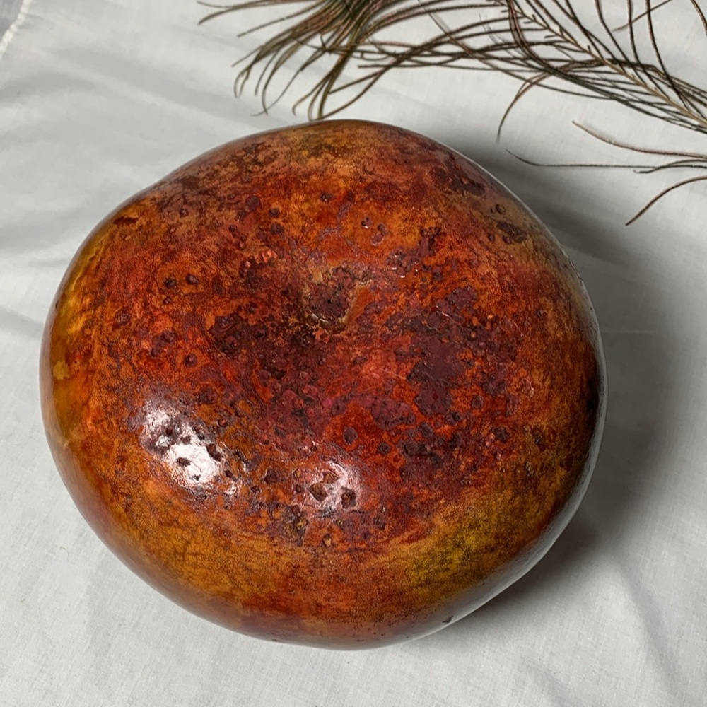 Hand Crafted Gourd Vase w/ Woven Pine Needle Accent - Picture 7 of 7